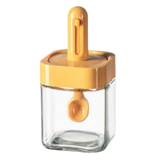 Nkmbld Spice Storage Containers with Spoon Lid, Kitchen Household Seasoning Bottles Sealed Canisters Spice Jars for Kitchen Restaurant, Yellow