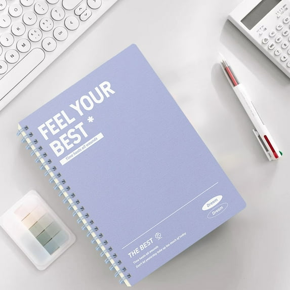 Nkmbld Spiral Notebooks A5 Horizontal Thickened Coil Notebook Excerpt Colorful Plastic Cover Notebook Writing Paper for Work, Travel and Notes, Purple