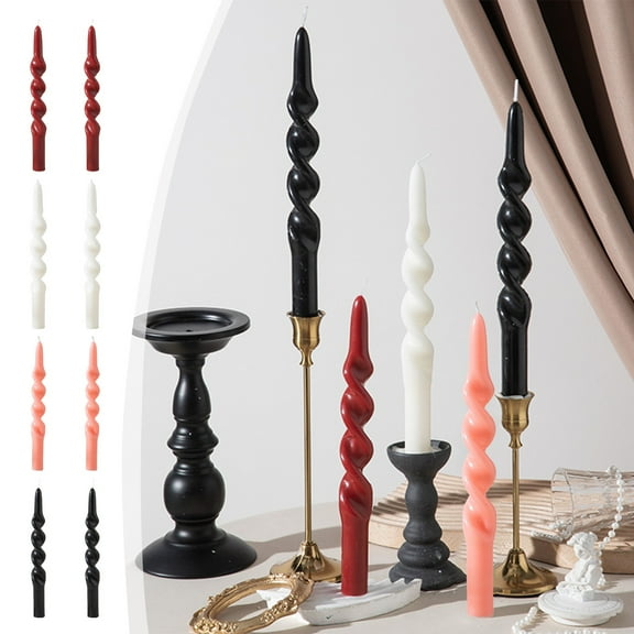 Nkmbld Spiral Taper Candles for Home Decoration, Long-Lasting Candlesticks for Christmas Dinner Birthday Party Wedding Holiday Decoration, Black