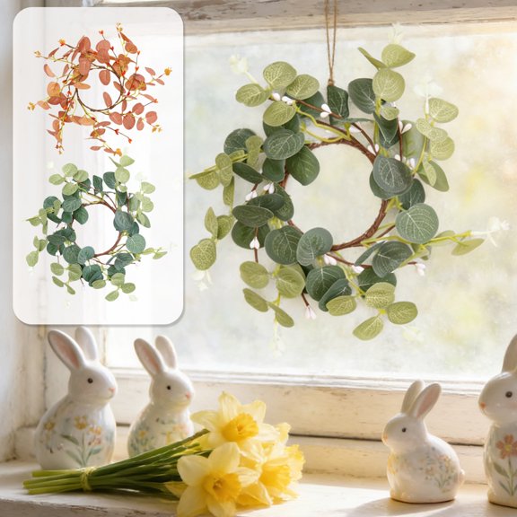 Nkmbld Spring Wreaths for Front Door, Artificial Flower Wreath for Indoor Outdoor Farmhouse Home Porch Wall Window Festival Wedding Decor