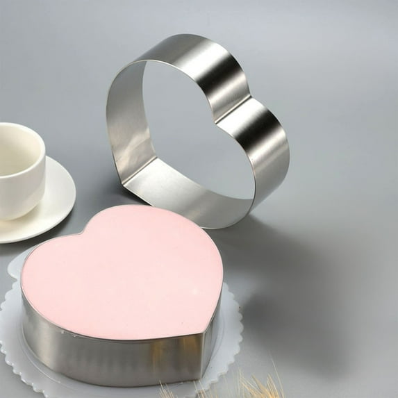 Nkmbld Stainless Steel Cake Mould 4inch Heart Shaped Cake Baking Mould Suitable for Cake Tiramisu Pudding Cheese Sandwiches Shaped Bread Etc