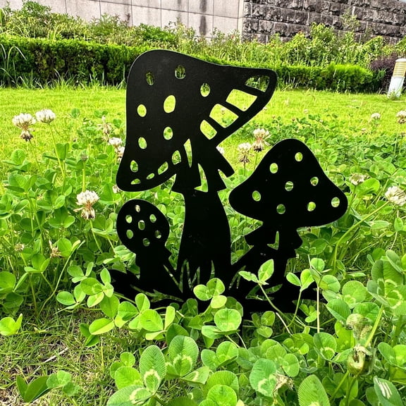 Nkmbld Statues Yard Decorations Outdoor Garden Decor Horticultural Metal Hollowed Out Mushrooms Iron Piece Outdoor Garden Decoration Ground Insertion Handicrafts