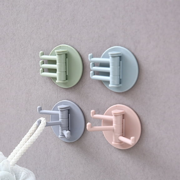 Nkmbld Sticky Hooks for Hanging Heavy Duty, Non-Marking Swivel Hooks Strong Towel Hooks Bathroom Tiles No-Punch 3 Branches Paste 3 Claw Hooks, Green