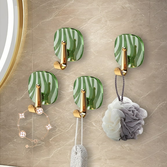 Nkmbld Sticky Hooks for Hanging Heavy Duty, Plastic Adhesive Hook Strong Load-Bearing Hangers for Keys, Bathroom, Kitchen, Home Improvement, Green