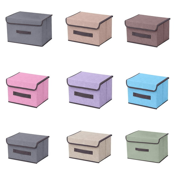 Nkmbld Storage Bins with Lids Cotton and Linen Cloth Covered Storage Box Clothing and Debris Storage Artifacts Household Daily Collapsible Washing Box