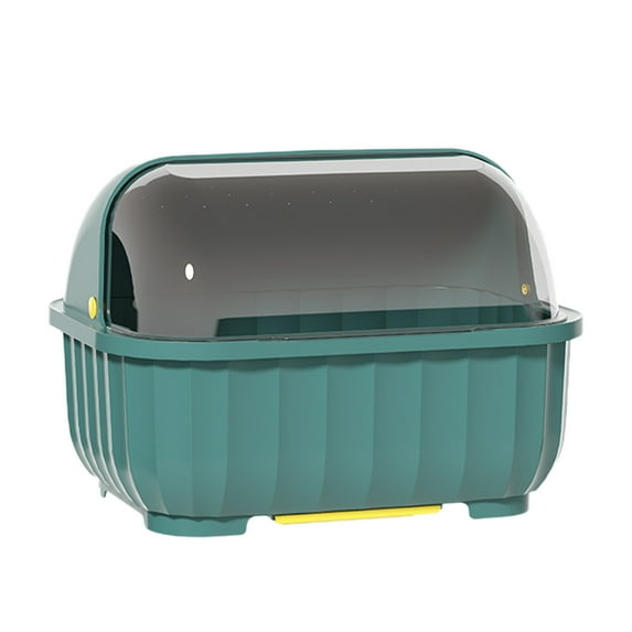Nkmbld Storage Containers Kitchen Dishware Organizer - Adjustable Rack for Plates and Bowls with Drainage - Utensil Storage Box with Lid, Green