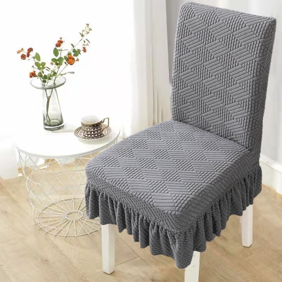 Nkmbld Stretch Chair Covers with Skirt, Removable Dining Room Chair Covers Parson Chair Slipcovers Washable Chair Protector for Kitchen Wedding Party, Gray