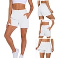 thumbnail image 1 of Nkmbld Summer Shorts for Women Solid Casual Elastic Waist Golf Athletic Shorts with Pockets, 1 of 6