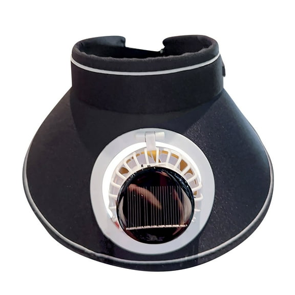 Nkmbld Sun Visors Hat with Fan for Women - Fan Visor Hat - Large Travel Solar+USB Charging Fan Hat, Black