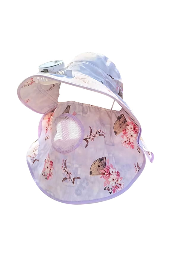 Sun Visors Hat with Fan for Women - Fan Visor Hat - Three-Speed Adjustment and Large Area Sun Protection, Purple