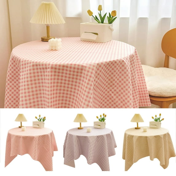 Nkmbld Tablecloth for Kitchen Table Cloths Round Polyester Woven Spill-Proof Tablecloth for Wedding, Kitchen, Outdoor Picnic, Party, Pink