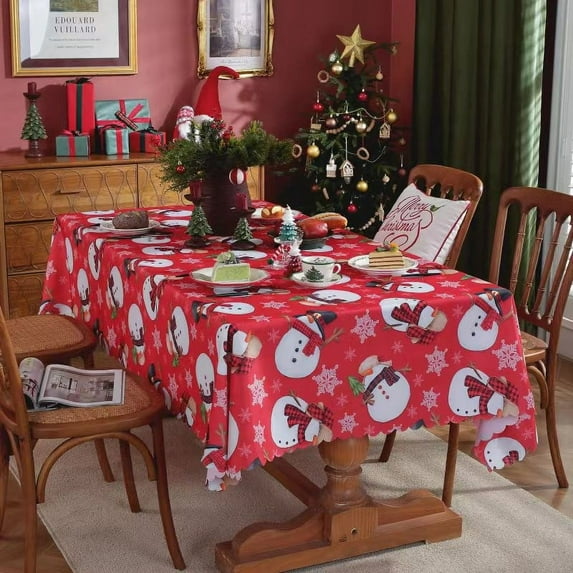 Nkmbld Tablecloths Rectangular Christmas Table Decorations Holiday Party Round Table Tablecloth Waterproofs Antis Grease, Multicolor