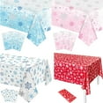 thumbnail image 1 of Nkmbld Tablecloths Rectangular Christmas Winter Decoration Disposable Plastic Tablecloths Red Blue Snowflake Christmas Party Tablecloths, Red, 1 of 6