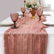 Nkmbld Tablecloths Rectangular Table Runner Boho Gauze Table Runner Romantic Sheer Runner for Wedding Party Bridal Birthday Table Decorations, Pink