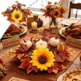thumbnail image 1 of Nkmbld Thanksgiving Candle Ring Wreath, Artificial Maple Leaf Sunflowers Floral Candle Holder for Kitchen Front Door Cabinets Farmhouse Decorations, 1 of 8