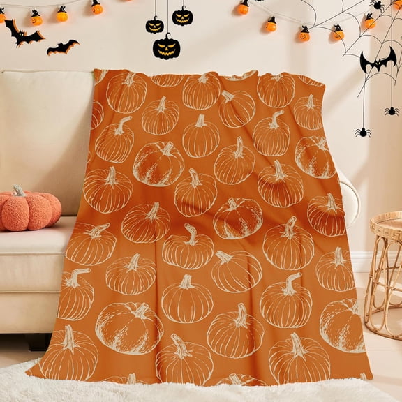Nkmbld Thanksgiving Flannel Blanket Fall Harvesting Pumpkin Blanket for Couch Sofa Bed, Halloween Harvest Gifts and Home Decor
