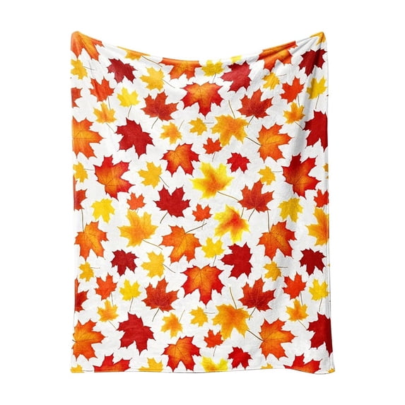 Nkmbld Thanksgiving Flannel Throw Blanket, Surper Soft Warm Maple Leaf Blanket for Chairs Sofa Bed, Fall Harvest Gifts and Farmhouse Home Decor