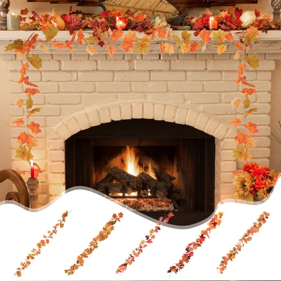 Nkmbld Thanksgiving Garland Simulated Maple Leaf Vines Leaves Halloween Decoration for Home Porch Fireplace