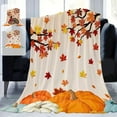 thumbnail image 1 of Nkmbld Thanksgiving Throw Blanket Fall Theme Pumpkin Maple Leaf Blanket, Holiday Theme Fuzzy Warm and Cozy Throws for Winter Bedding, Couch, 1 of 8