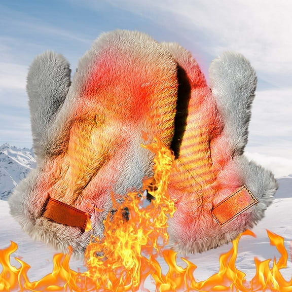 Nkmbld Thermal Warm Winter Gloves for Cold Weather, Velvet Imitation Rabbits Hair Gloves Plushs Winter Warm Windproof Winter Gloves for Outdoor Sports, Gray