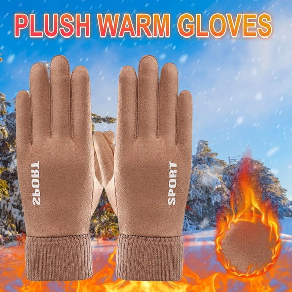 Nkmbld Thermal Warm Winter Gloves for Cold Weather, Waterproof Warm Gloves with Touch Screen Fingers Thermal Glove for Running Riding Cycling Driving, Brown