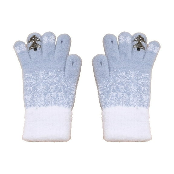 Nkmbld Thermal Warm Winter Gloves for Men Women, Snowflake Christmas Tree Warm Gloves Winter Padded Thickened Knitted Plush Mittens for Cold Weather, Gray