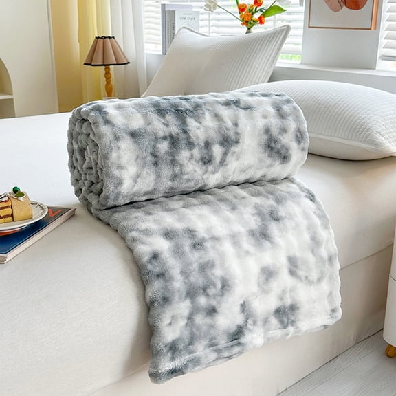 Nkmbld Throw Blanket for Bed, Cozy Soft and Fuzzy Plush Rabbit Fur Bubble Blanket for Sofa Bedroom Living Room, Machines Washable, Gray
