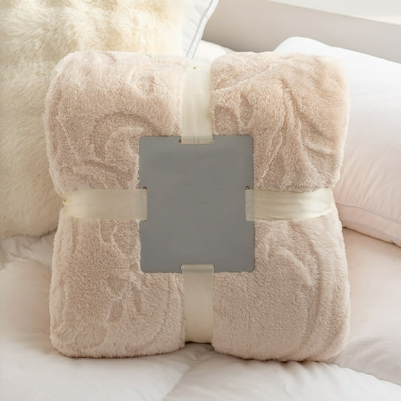 Nkmbld Throw Blanket for Bed, Double Layer Thickened Velvet Blanket, Fuzzy Throw Blanket for Bed Soft Furry Bed Cozy Comforter, White