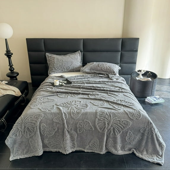 Nkmbld Throw Blanket for Couch, Solid Taffeta Comfortable Fleece Blanket Sofa Leisure Throw Blanket for Couch, Bedroom and Living Room, Gray