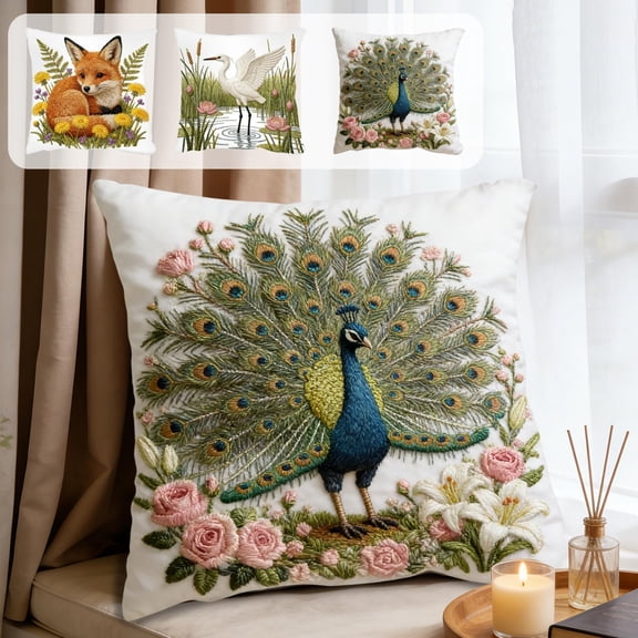 Nkmbld Throw Pillow Covers 18x18 inch - Summer Farmhouse Decorative Cushion Case for Living Room Couch Sofa Bed Short Lint Cushion Pillowcase