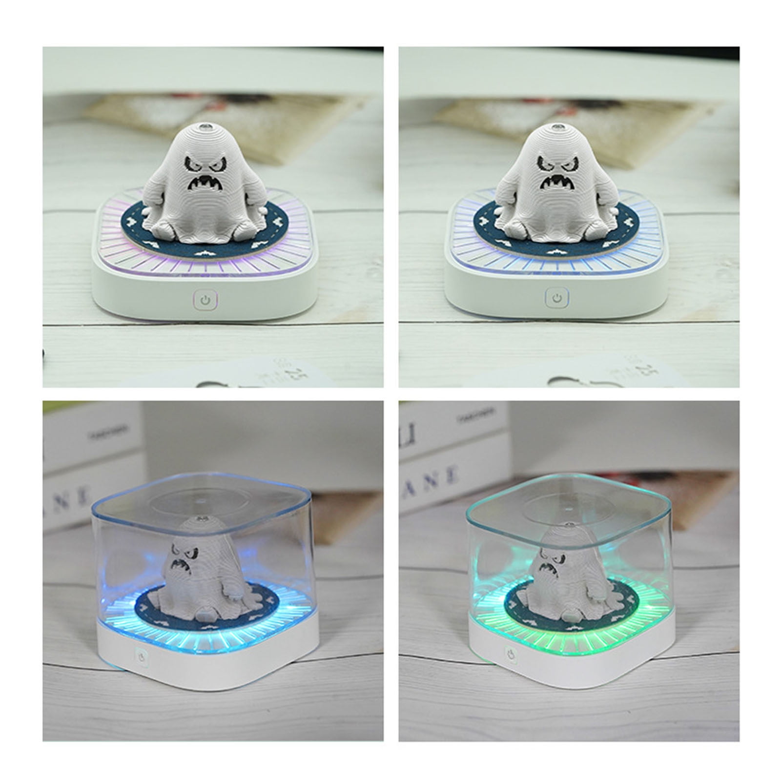Nkmbld Time Piece Calendar with Lights, Funny Halloween Angry Ghost DIY Art Memo Pad with Lights Time Piece Calendar 2026 Panoramic Paper Sculpture DIY Paper Carving Art, White