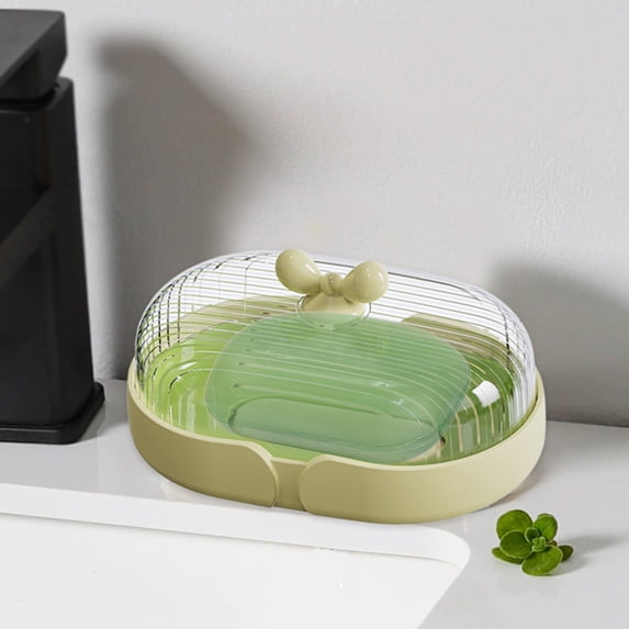 Nkmbld Travel Soap Box with Lid, Soap Box Macaron Color Bathroom Supplies Soap Dish for Traveling, Camping, Gym, Bathroom, Green