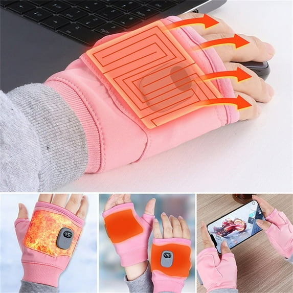 Nkmbld Usb Heated Gloves for Men Women, Portable Heating Gloves Fingerless Heated Gloves for Women Men Rechargeable Hand Warmer for Indoor and Outdoor, Black