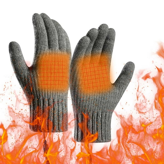 Nkmbld Usb Heated Gloves for Men Women, Touch Screen Wool Knitted Gloves Heating Charging Plus Velvet Mittens for Cycling Skiing Motorcycling Hunting, Gray
