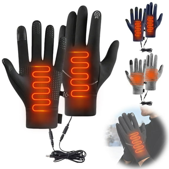 Nkmbld Usb Heated Gloves Winter Warm Heated Thermal Gloves for Hiking Skiing Outdoor Sports, Winter Waterproof Ski Snow Warm Touch Screen Gloves for Women Men