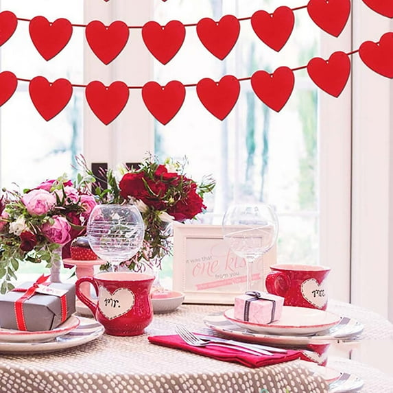Nkmbld Valentine's Day Decoration Kit Romantic Heart Valentines Garland Banner Hanging Accessories for Wedding Anniversary Party Wall Decor