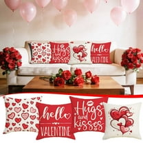 Nkmbld Valentine's Day Decorative Pillow Covers, Red Linen Square Cushion Cover for Sofa, Couch, Bed and Car, Valentines Day Lumbar Cushion Case for Home Decor