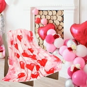 Nkmbld Valentine's Day Flannel Blanket, Valentine Throw Blanket Holiday Gift for Him Her, Soft Plush Throw Blanket for Living Room Couch Bed Chair Decor