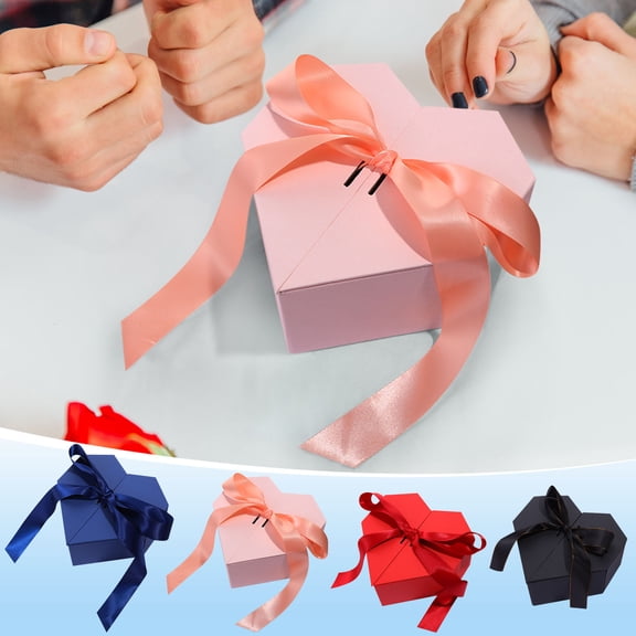 Nkmbld Valentine's Day Gift Box Double Open Door Ribbon Bow Heart-Shaped Gifts Box for Birthday, Wedding, Anniversary, Valentine's Day, Gifts for Her