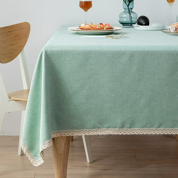 Nkmbld Vintage Cotton Linen Table Cloth Fabric Wrinkle Washable Table Cover for Kitchen Dinning Tabletop Decor, Green