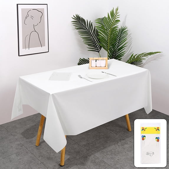 Nkmbld Vintage Disposable Tablecloths Solid Color Party No Wash Tablecloths Padded Table for Parties Picnics and Events, White