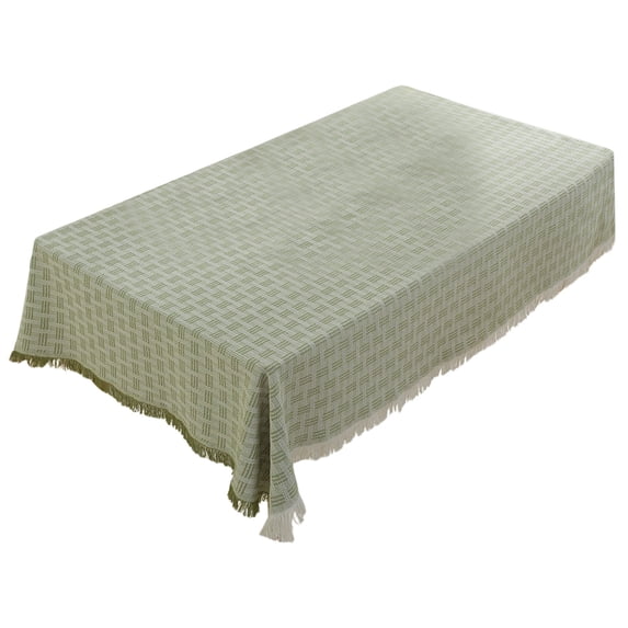 Nkmbld Vintage Linen Tablecloth Tassel Decoration Suitable for Rectangular Tablecloth Coffee Table Photo Decorative Cloth, Green