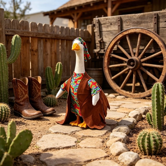 Nkmbld Vintage Porch Goose Decor Spring Summer Lawn Porch Goose Clothes for 23" Cement Plastic Statue Patio Yard Garden Lawn Outdoor Decoration