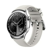 Nkmbld Watch Fitness Tracker Wearable Watch Multifunction Round Screen Wireless Magnetic Charging Custom Dial Motion Record Watertightness Bluetooth Playback Function, White