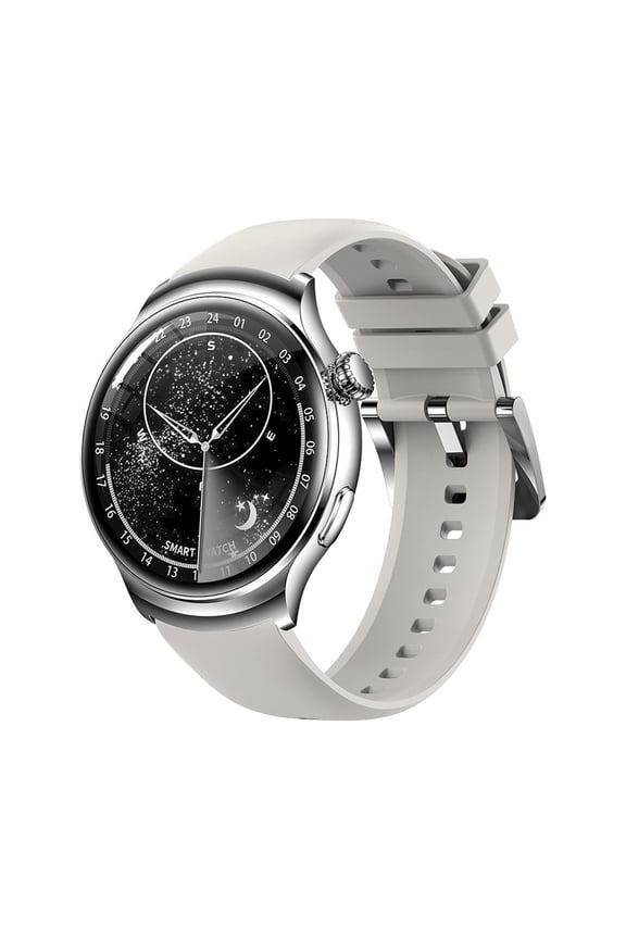 Watch Fitness Tracker Wearable Watch Multifunction Round Screen Wireless Magnetic Charging Custom Dial Motion Record Watertightness Bluetooth Playback Function, White