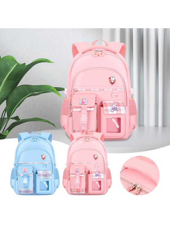 Water Resistant College Bookbag Large Capacity Backpack Spacious and Durable Daypack for Work and Travel, Pink