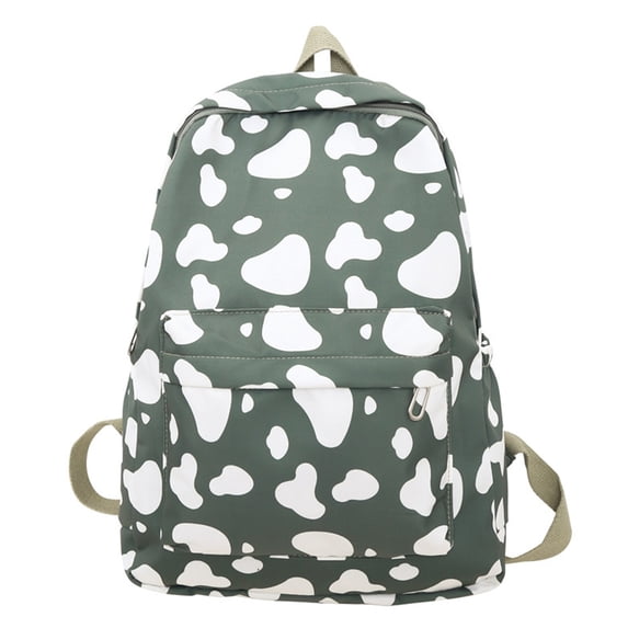 Nkmbld Waterproof Backpack Cute Cow Print Backpack Fashionable and Versatile Large Capacity Backpack, Green