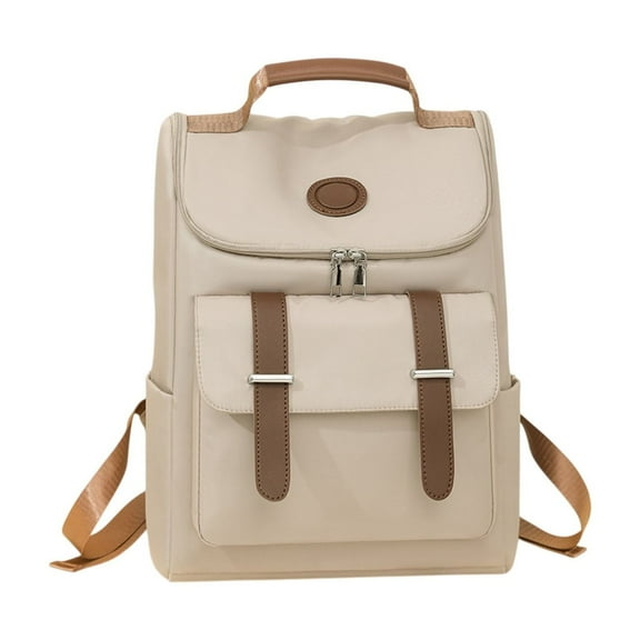Nkmbld Waterproof Backpack Shoulder Bag Fashion Trend Junior High Schoolbag College Casual Large Capacity Travel Backpack, Beige