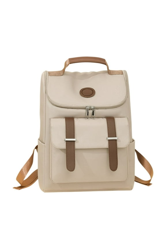 Waterproof Backpack Shoulder Bag Fashion Trend Junior High Schoolbag College Casual Large Capacity Travel Backpack, Beige