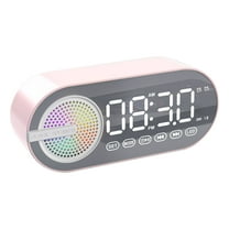 Nkmbld Waterproof Portable Speaker Bluetooth Clock Alarm Clock Intelligent Voice Sound Super Outdoor Subwoofer Mini Plug Card, Birthday Gifts, White